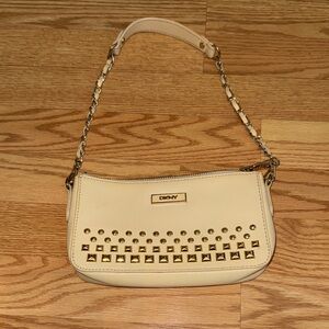 DKNY Beige Studded Shoulder Bag